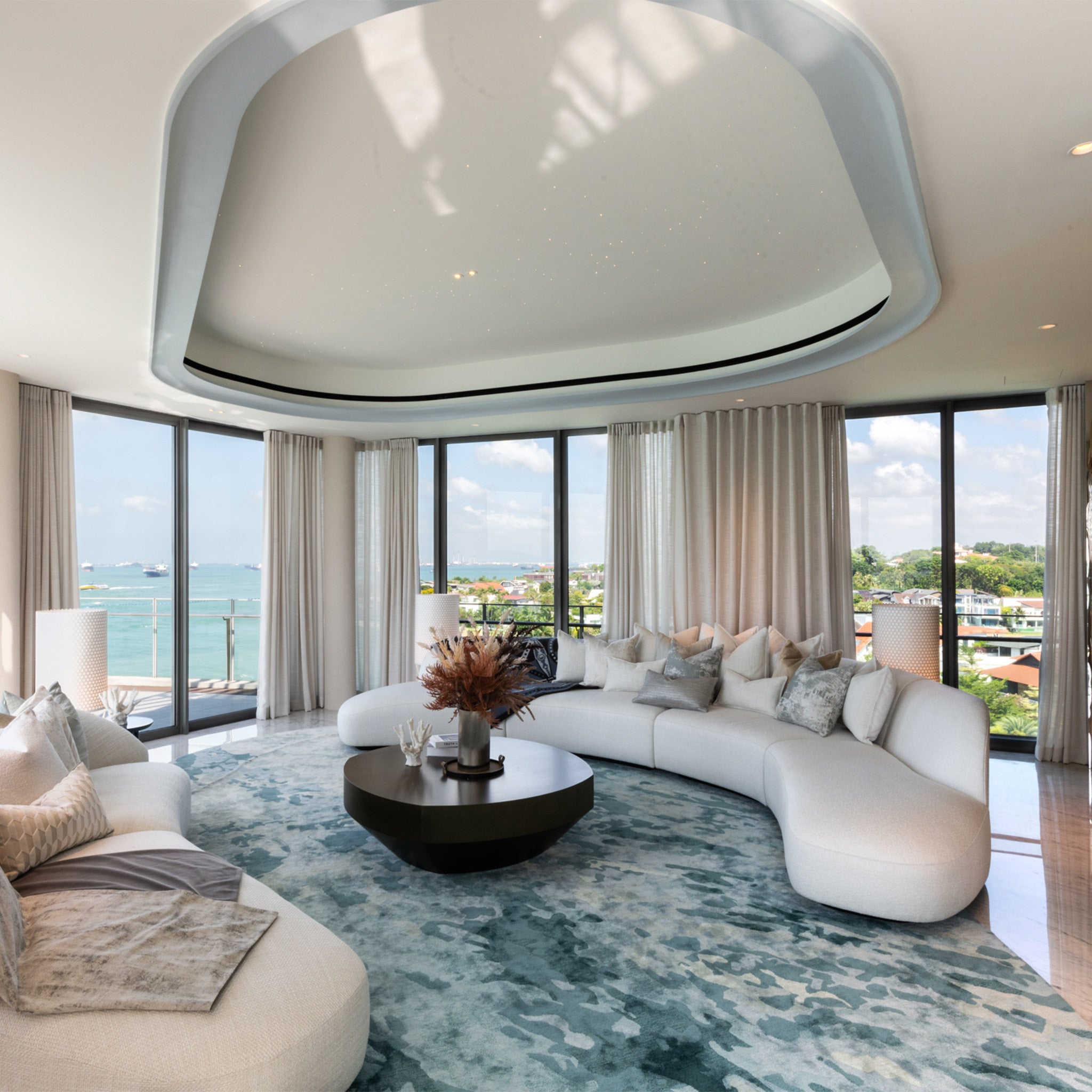 Luxury Singapore penthouse with a custom hand-tufted rug